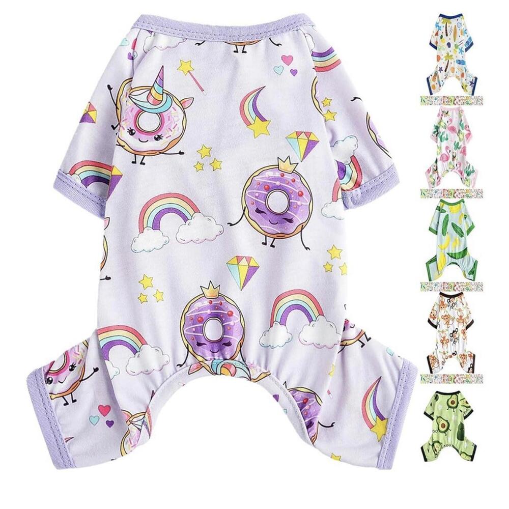Dog Pajamas for Small Chihuahua Yorkie Teacup, Puppy Pjs Doughnut XL M88